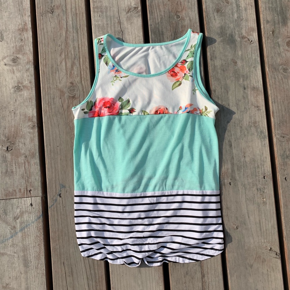 Stripe/Floral Tank Top